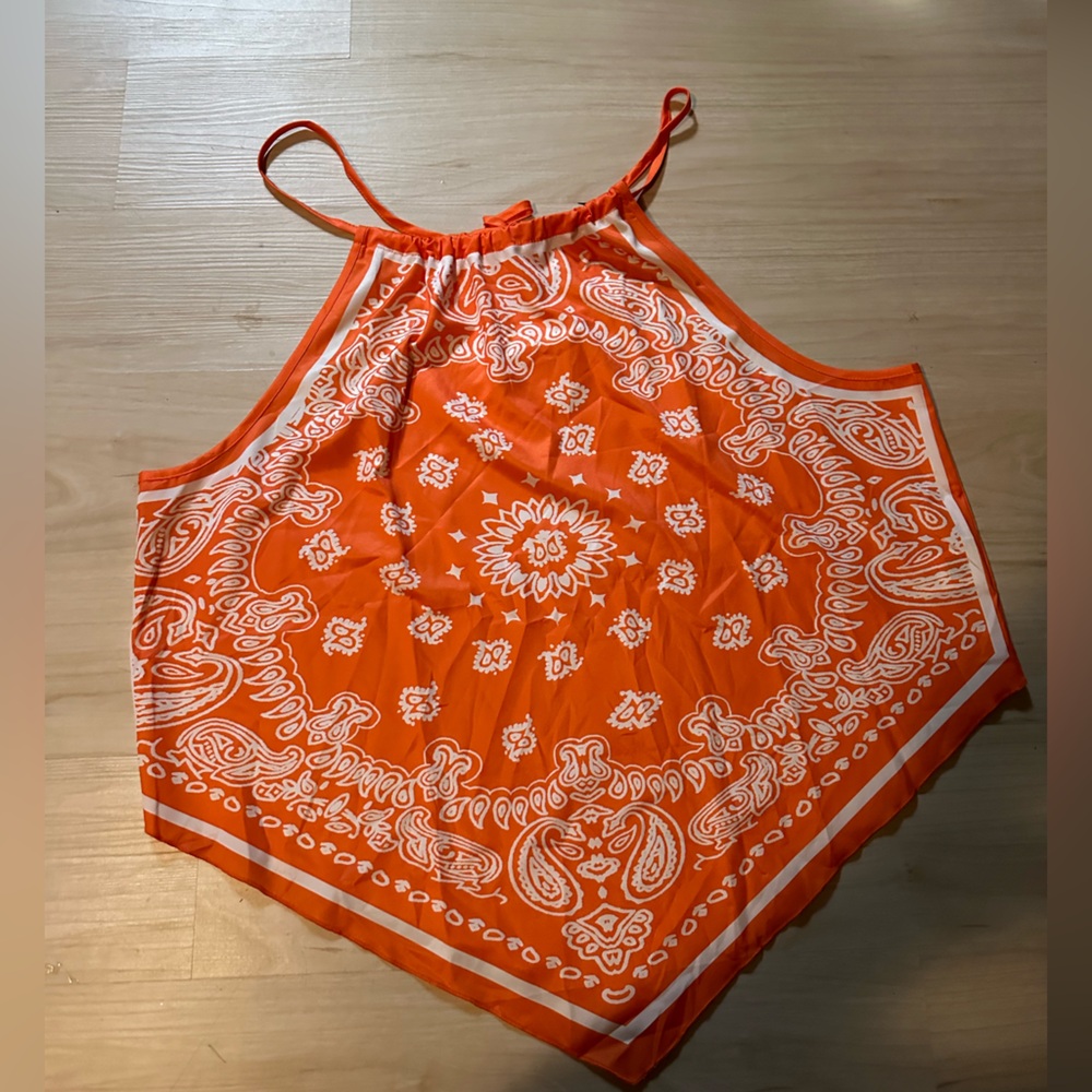 SHEIN Plus Orange Bandana Top